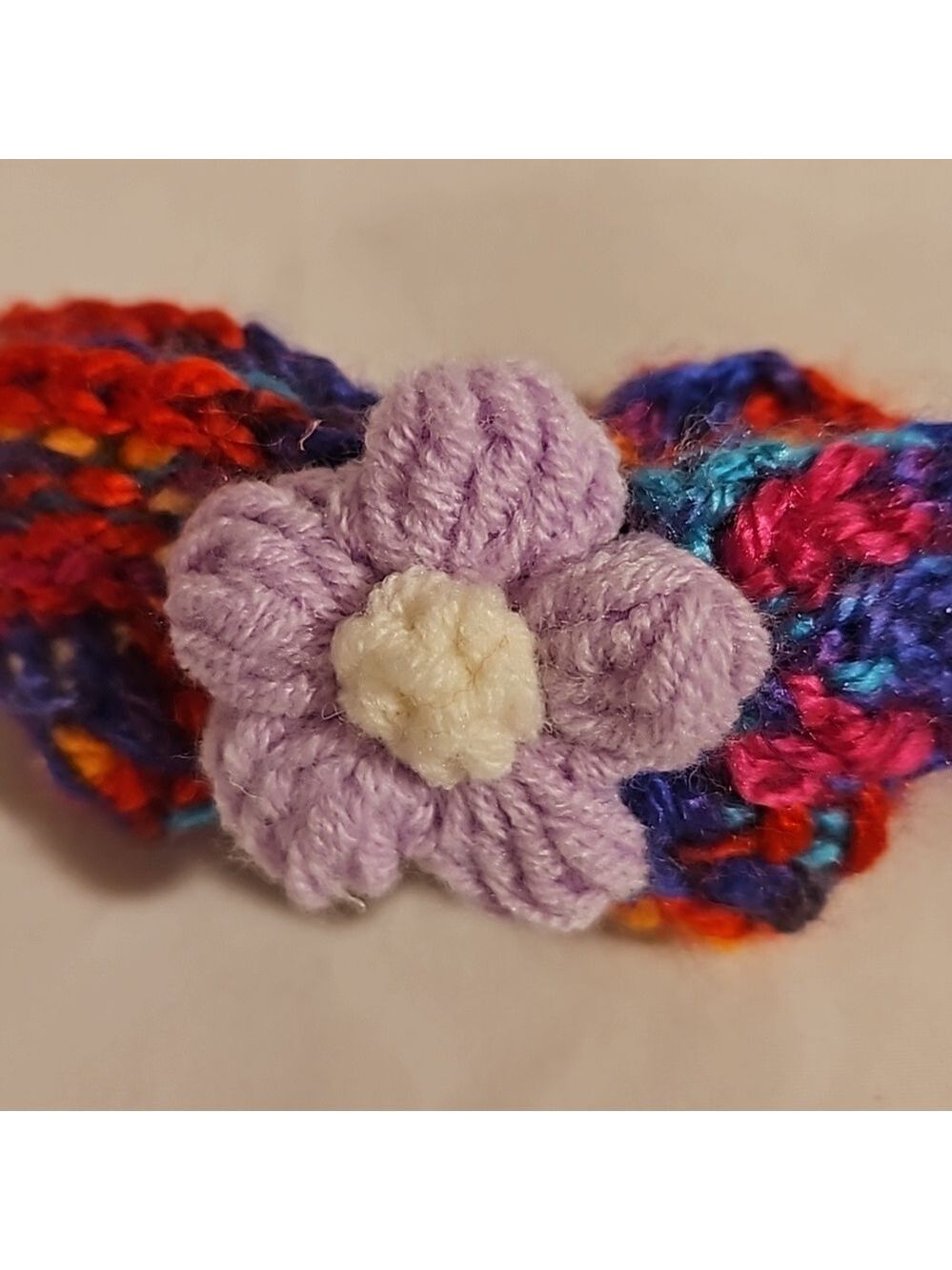 Hand Knit Crochet Flower Barrette Clip Purple - Picture 6 of 17